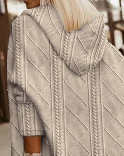 Kuschelige Kapuzenjacke Lang Baumwolle Damen - IdealeKleiden