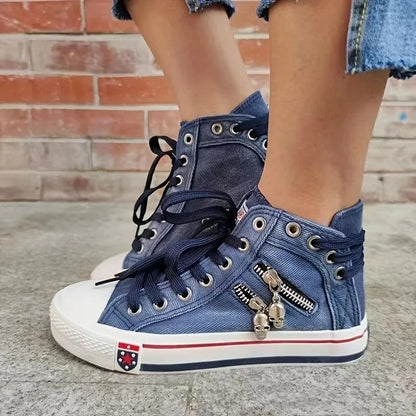 Moderner Sneaker Jeansoptik Reißverschluss