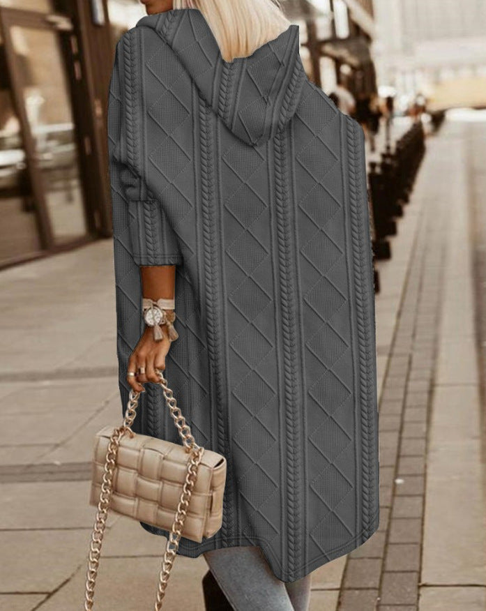 Kuschelige Kapuzenjacke Lang Baumwolle Damen
