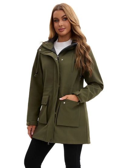 Wasserdichte Damenjacke Softshell Kapuze