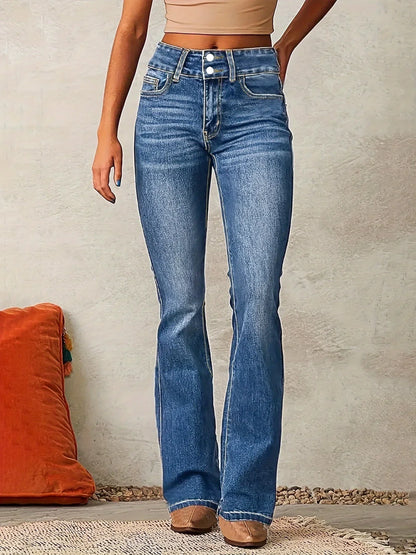 Aya | Hohe Schlagjeans Damen Elegant - IdealeKleiden