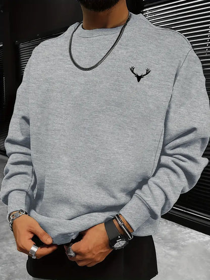 Herren Pullover Hirsch Muster Rundhals - IdealeKleiden