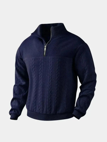 Klassischer Herren Pullover Stehkragen Quarter-Zip