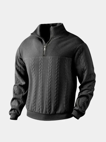 Klassischer Herren Pullover Stehkragen Quarter-Zip