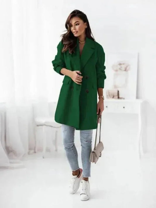 Stylisher Frauen-Trenchcoat Doppelreihig Elegent - IdealeKleiden