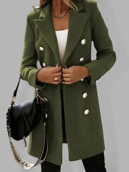 Frauen Wollmantel Doppelreiherschluss Elegantes Design