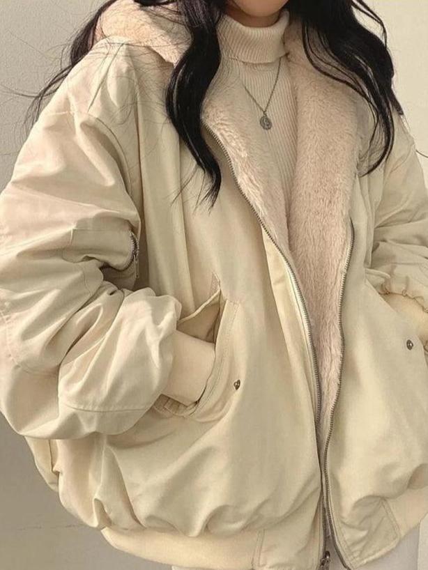 Übergröße Damenjacke Weich Fleece Innenfutter