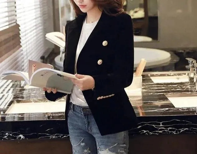 Weicher Damen Blazer Velour Casual Eleganz