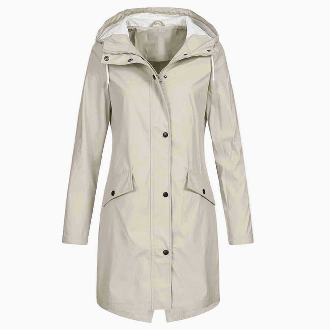 Damen Regenmantel Lang Kapuzenjacke Wasserdicht
