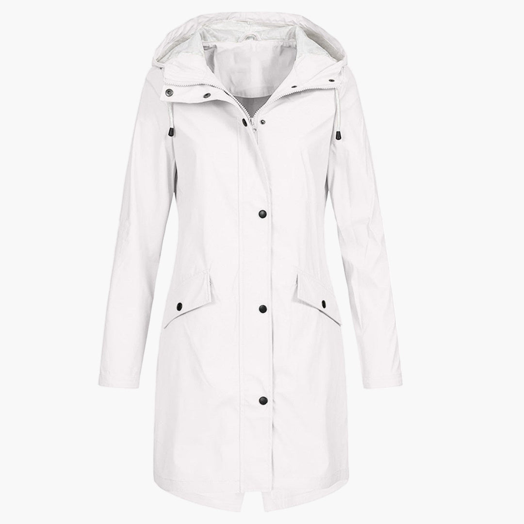 Damen Regenmantel Lang Kapuzenjacke Wasserdicht