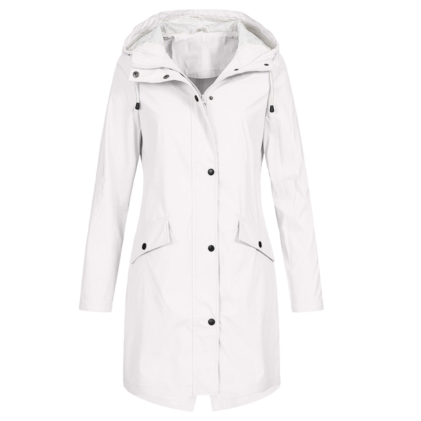Wasserabweisende Regenjacke Damen Mittellang Kapuze