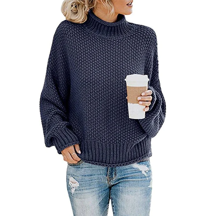 Weicher Rollkragen Pullover Grobstrick Sweater