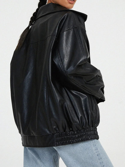 Oversized Bikerjacke Zip Up