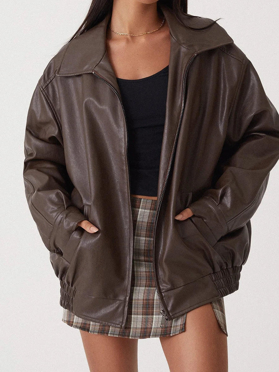 Oversized Bikerjacke Zip Up