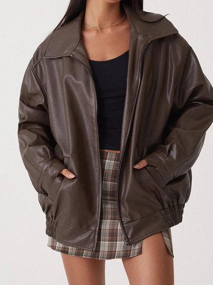 Oversized Bikerjacke Zip Up