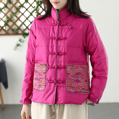 Gepolsterte Winterjacke Lockere Passform Stehkragen