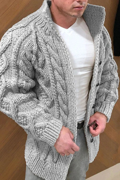 Herren Strickjacke Wildleder Kragen Elegant - IdealeKleiden