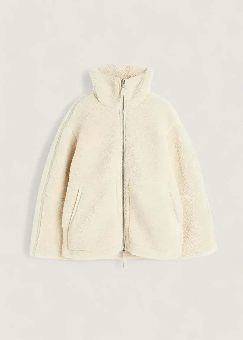 Weiche Fleecejacke Creme Beige