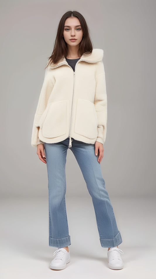 Weiche Fleecejacke Damen Teddyjacke Warm - IdealeKleiden