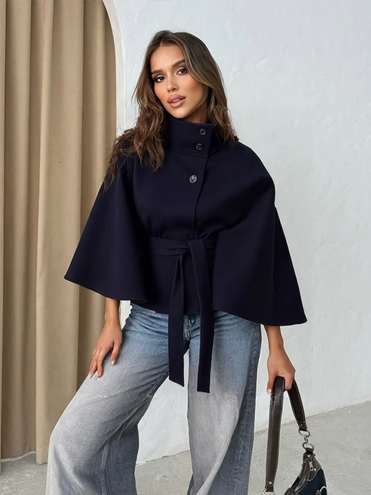 Winter Cape Coat Damen WollmixLockere Passform