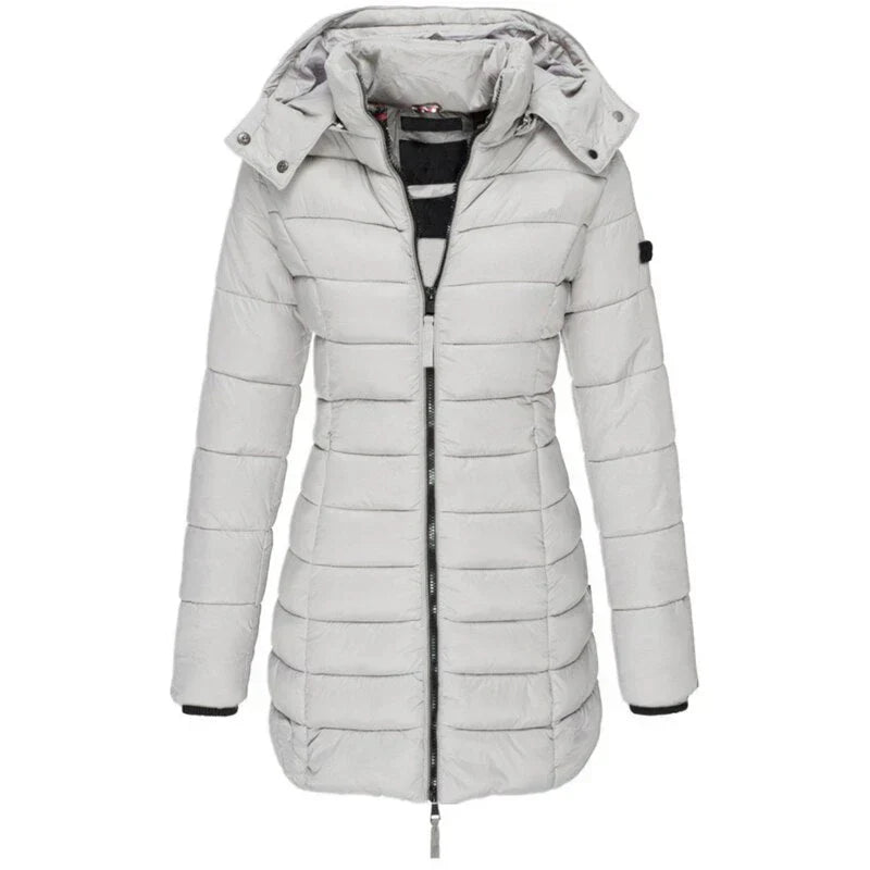 Kapuzenjacke Damen Mittellang Slim Fit
