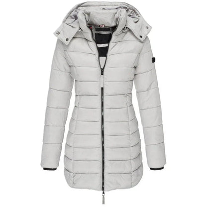 Kapuzenjacke Damen Mittellang Slim Fit