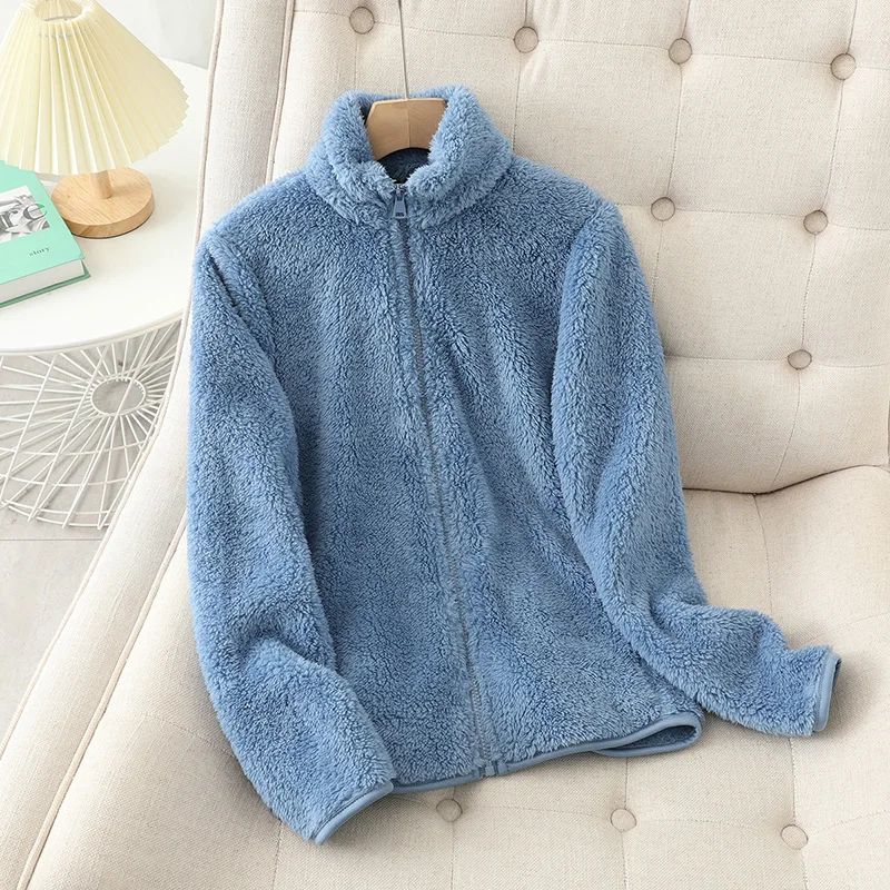Weiche Fleecejacke Korallenrot Lockere Fit