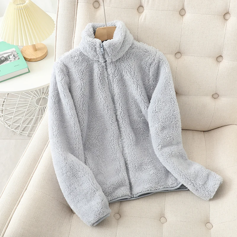 Weiche Fleecejacke Korallenrot Lockere Fit