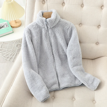 Weiche Fleecejacke Korallenrot Lockere Fit