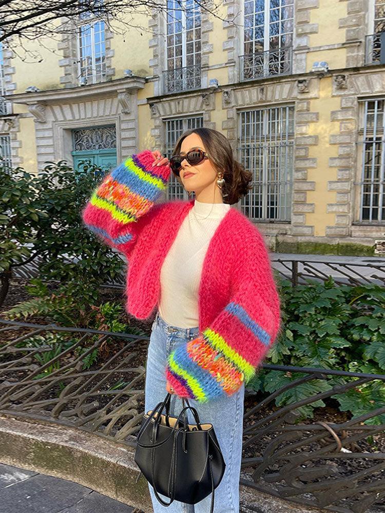 Bunte Strickpullover Damen Mode