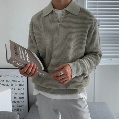 Herren Pullover Warm Halbzipper Langarm