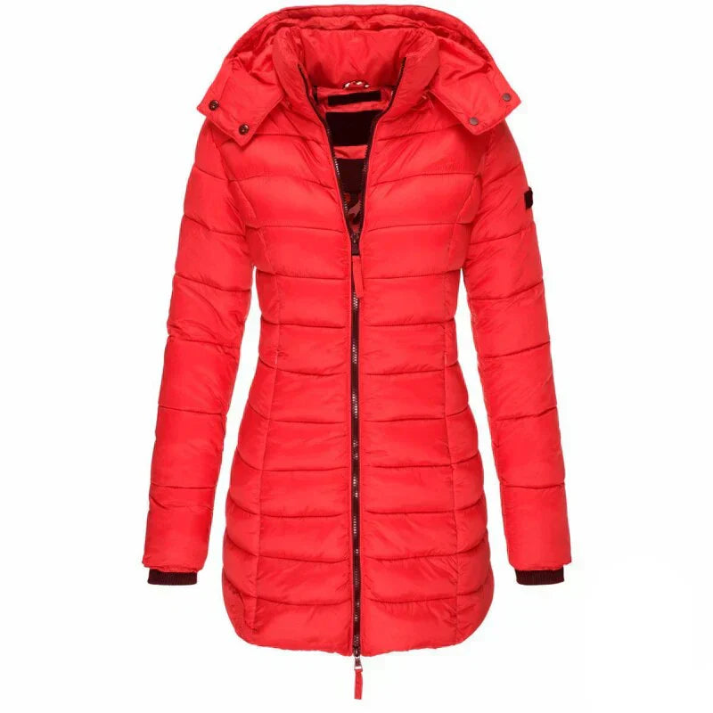 Kapuzenjacke Damen Mittellang Slim Fit