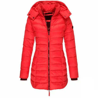 Kapuzenjacke Damen Mittellang Slim Fit