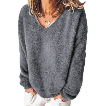 Bequemes Sweatshirt V-Ausschnitt Langarm Casual Look