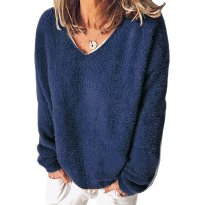 Bequemes Sweatshirt V-Ausschnitt Langarm Casual Look