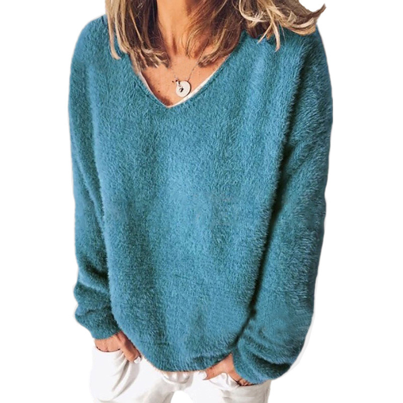 Bequemes Sweatshirt V-Ausschnitt Langarm Casual Look