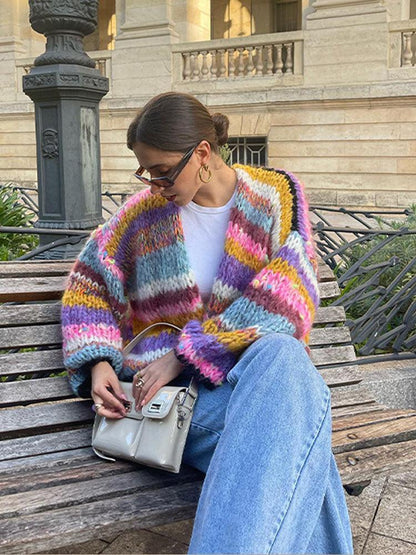 Bunte Strickpullover Damen Mode