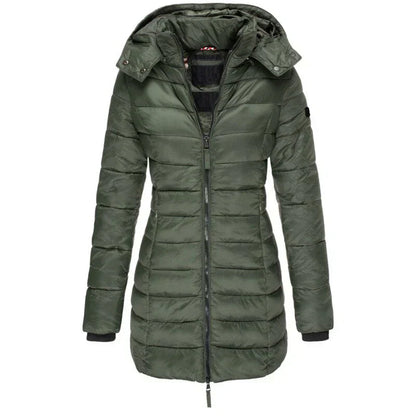 Kapuzenjacke Damen Mittellang Slim Fit