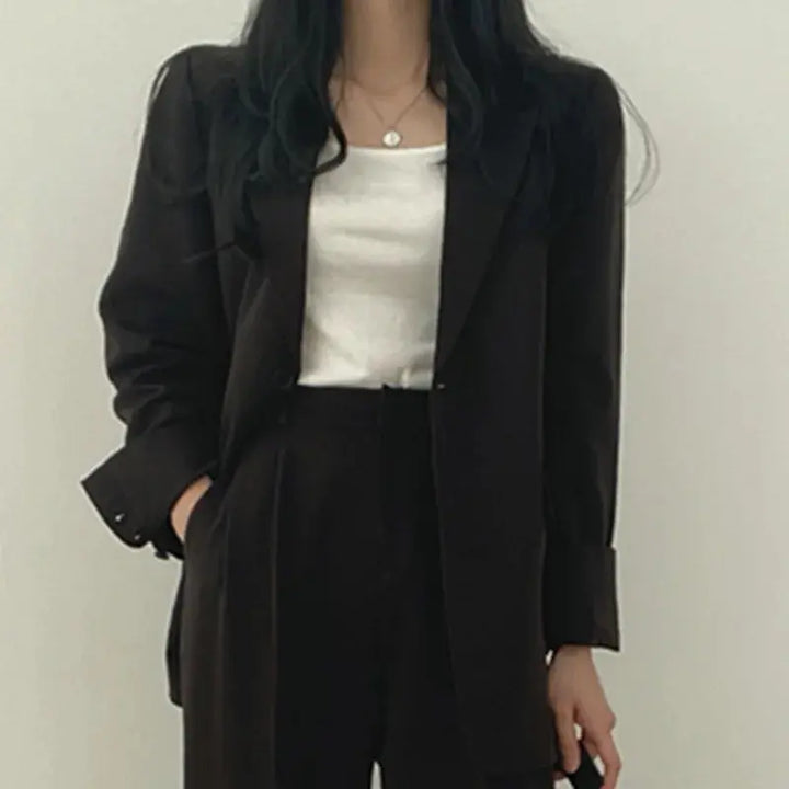 Damen Business Set - Einfarbig Blazer &amp; Gerade Hosen