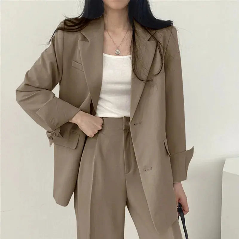 Damen Business Set - Einfarbig Blazer &amp; Gerade Hosen