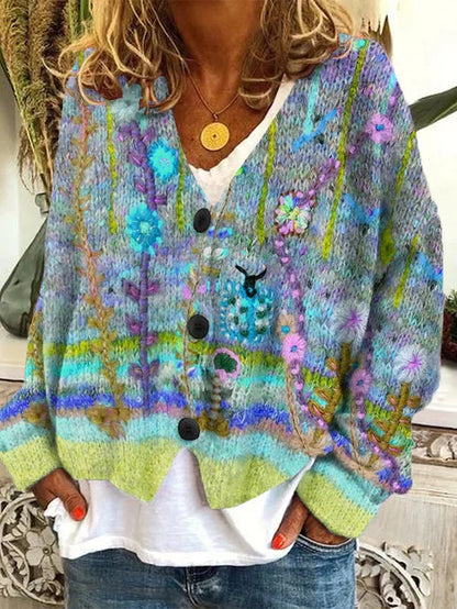 Damen Cardigan Wollflanell Retro Style