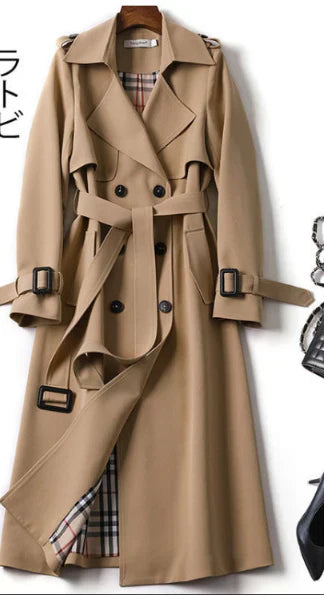 Rubinrote Doppelreihen-Mantel Elegant Damen