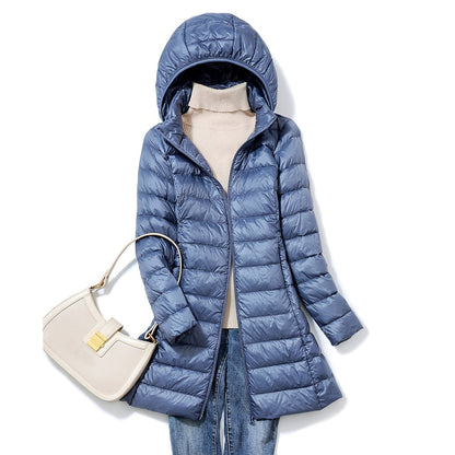 Winterjacke Damen - Gequiltet Warm Kapuzenjacke Mittellang