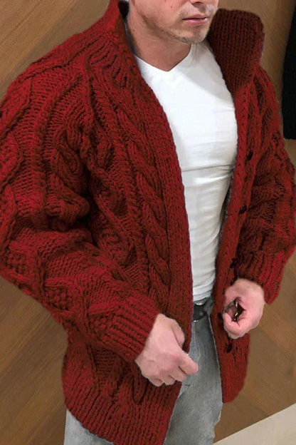 Herren Strickjacke Wildleder Kragen Elegant