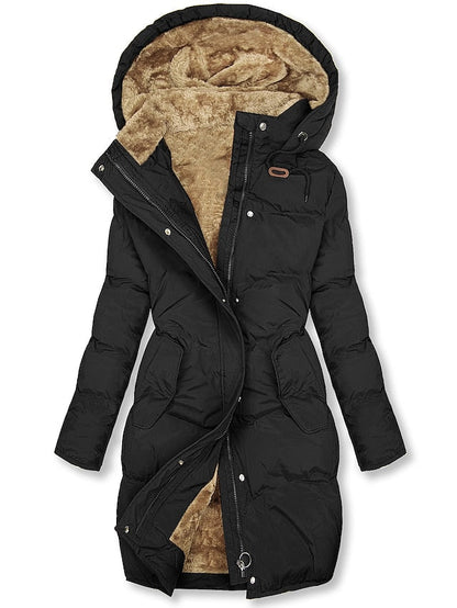 Wintermantel Damen Lang Kapuze Fleece Isoliert