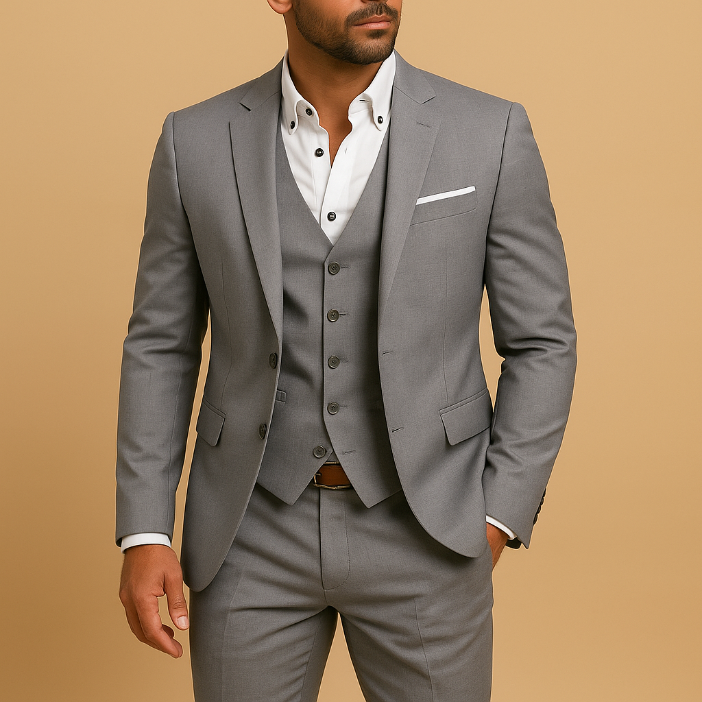 Herren Anzug Set 3-teilig Modern Schnitt - IdealeKleiden