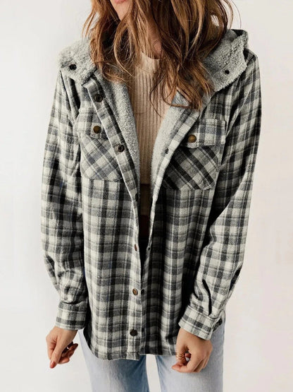 Damen Steppjacke Kapuze Modern Knöpfe