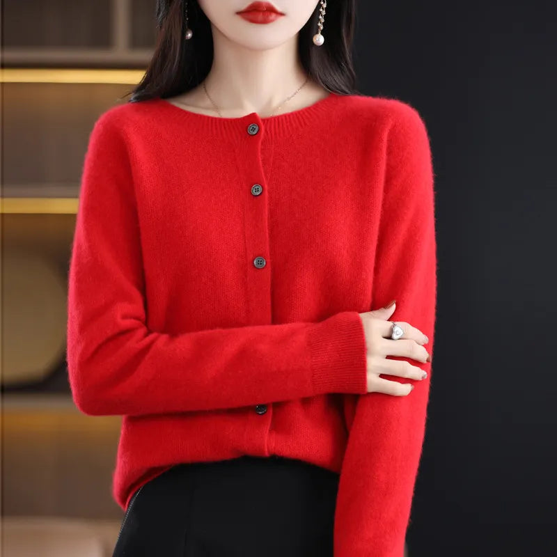 Damen Wollcardigan Weich Stilvoll Herbst Winter