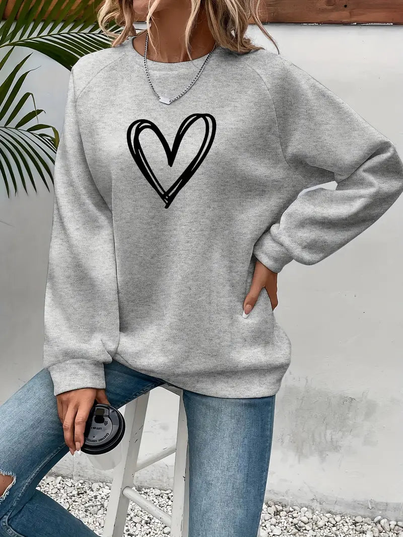 Eleganter Pullover Herz Muster Damen