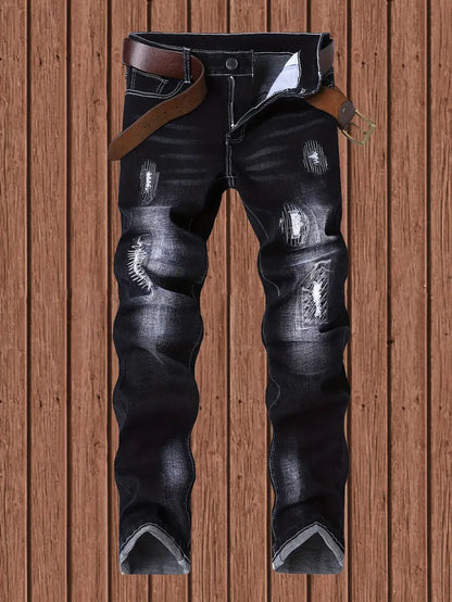 Röhrenjeans Lässig Zerrissen Destroyed Style